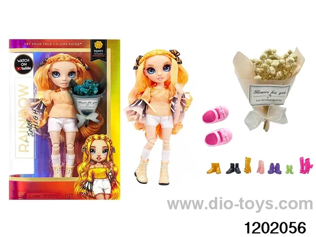 10 inch 12 jointed rel body doll set with flowers in window box