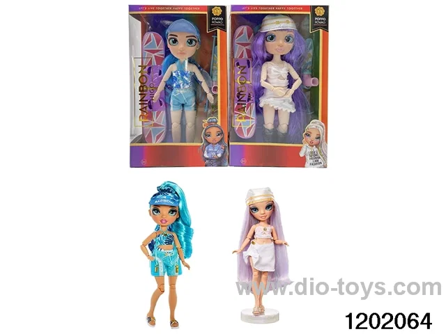 10 inch 12 jointed real body doll set with ski boards and sleds in window box