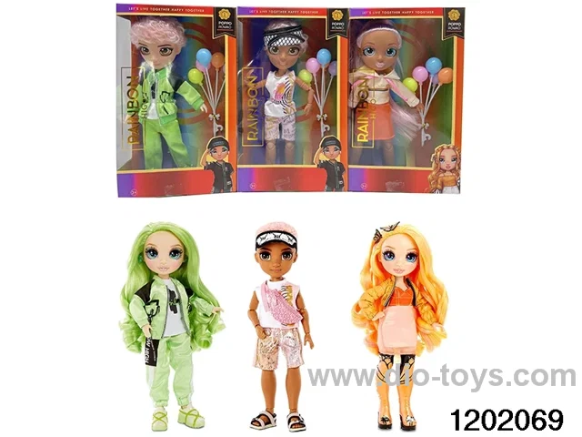 10 inch 12 jointed real body doll set with balloons in  window box