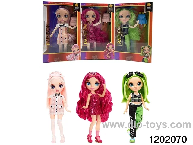 10 inch 12 jointed real body doll set with  schoolbags in window box