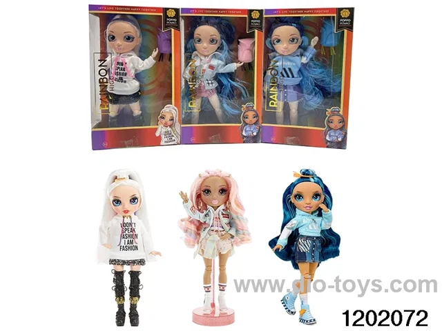 10 inch 12 jointed real body doll set with  schoolbags in window box