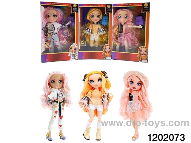 10 inch 12 jointed real body doll set with  schoolbags in window box