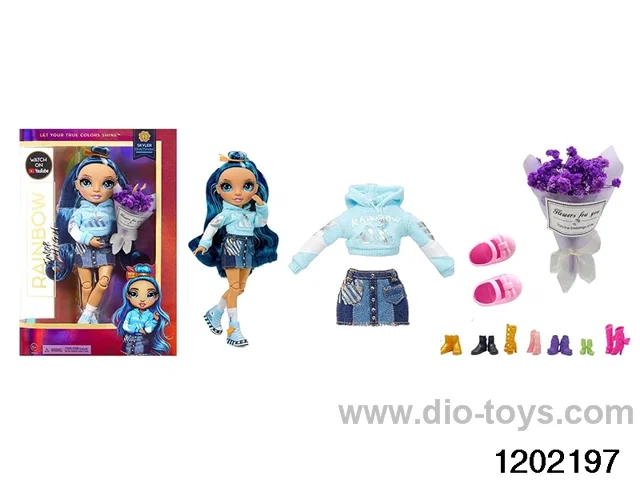 10 inch 12 jointed rel body doll set with flowers in window box