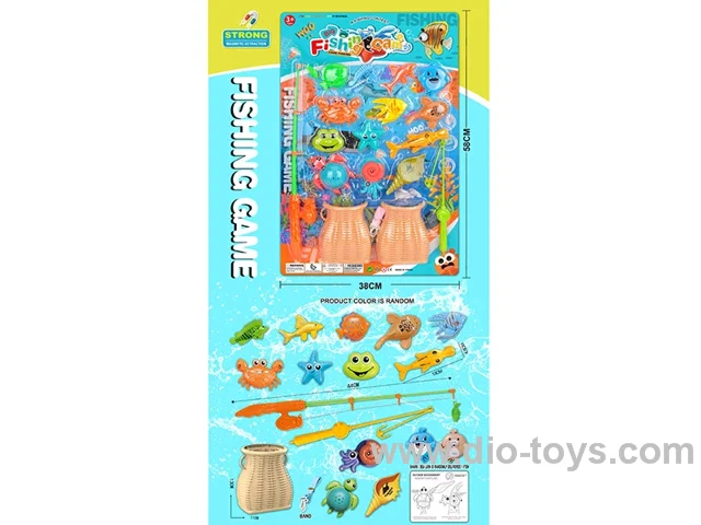 Fishing set large (magnetic water play set + double rod storage basket 17 pcs)