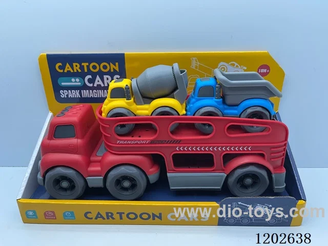 Skidding Tractor Transportation Vehicle (with 2 mixer trucks + dump truck)