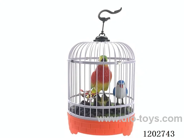 Voice activated round cage size parrot