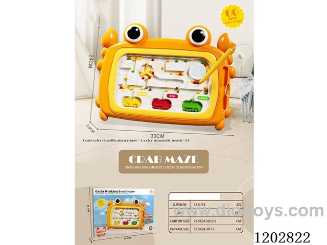 (Large 60 beads) Crab magnetic pen color classification maze drawing board