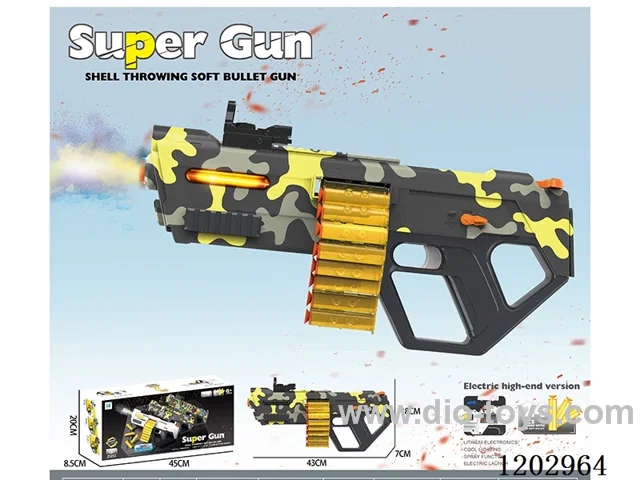Manual/automatic integrated soft bullet gun with light/spray
