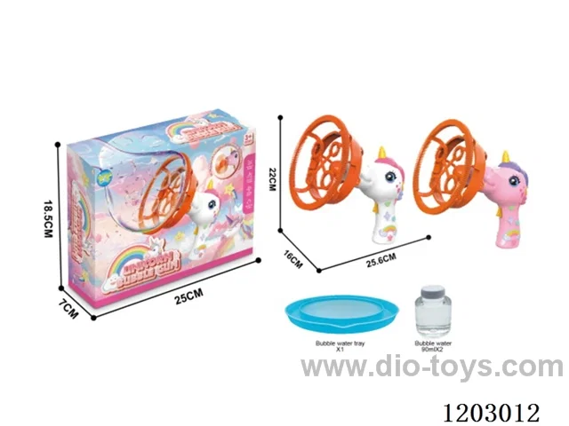 Electric unicorn bubble gun (bubble in bubble) pink and white 2 colors not included battery