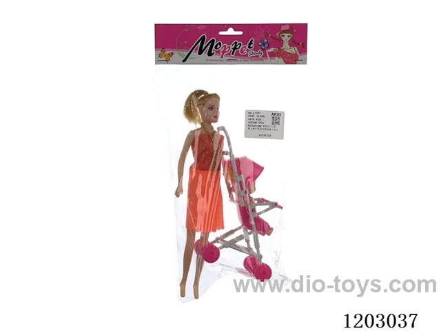 Baby stroller with Barbie