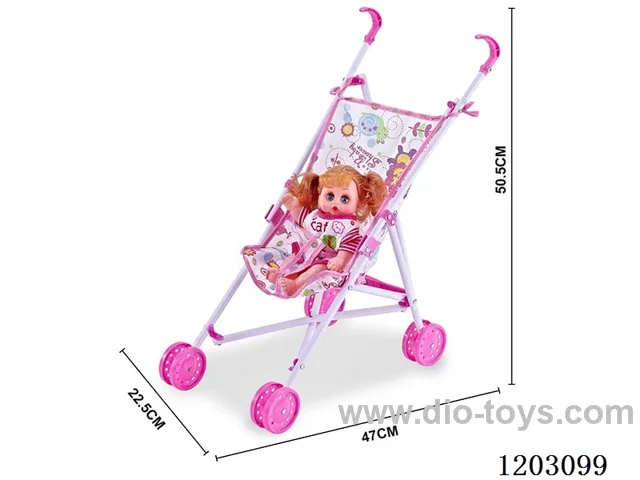 Plastic stroller with 10-inch  empty body dolls with music