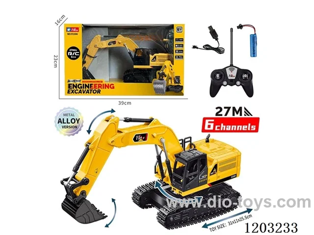 6 ch alloy excavator 27MHZ engineering with lights included battery