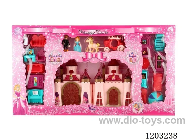 (GCC)Colorful light castle with 12 music (included 3* AG13 batteries)+furniture/princess/prince/carriage