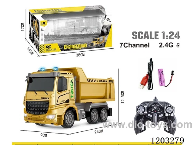 1:24 7 ch RC short head engineering dump truck W L/M included battery