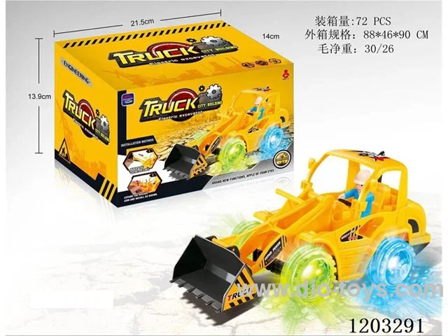 Electric universal bulldozer construction vehicle with 5D lights and music not included battery