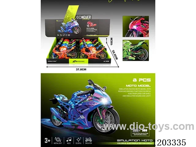 8PCS inertia motorcycles W L/M 4 colors mixed