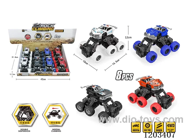 8PCS Inertia six-wheeled skeleton car