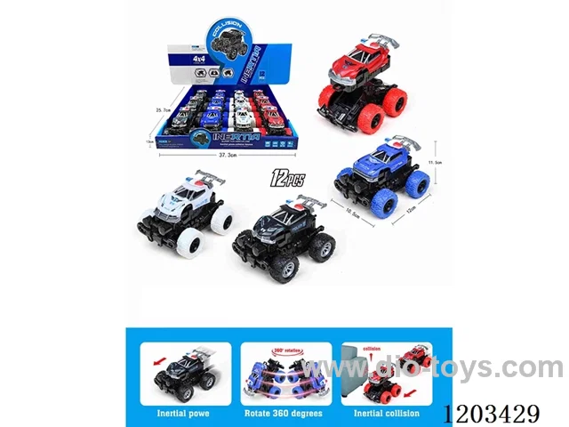 12PCS Inertia Crash Transformer Police Car