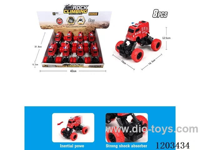 8PCS 4 Wheels Climbing Fire Police Vehicle