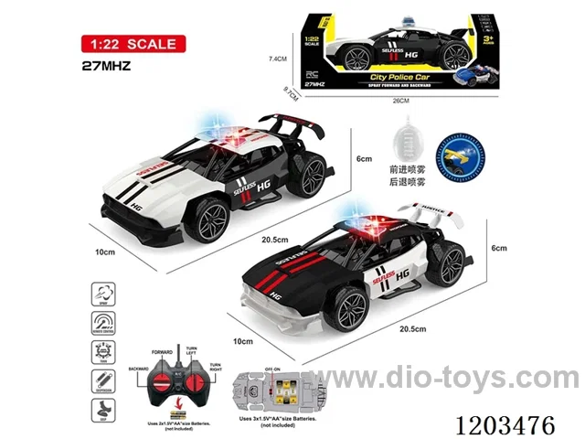 1:22 4ch rc car with light/spray not included battery