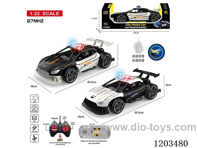 1:22 4ch rc car with light/spray not included battery