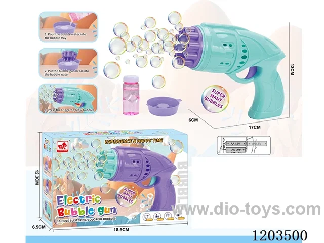 Ten-hole space electric bubble gun 2 colors mixed（95ML bubble water）3*AA not included