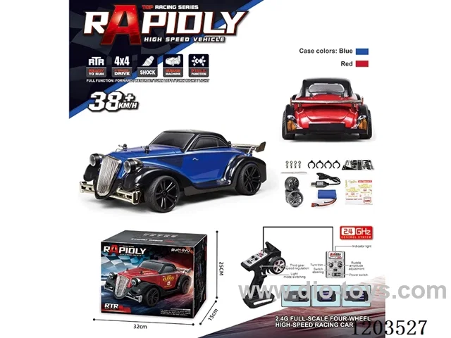 1/16 RC 4WD Flat Track Drift Car (Classic Car) Demon Angel Eye Headlights (7 Modes), Rear Lamps/Batteries Included