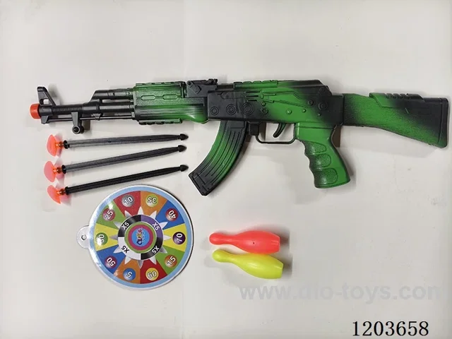 AK painted pin gun with bowling target