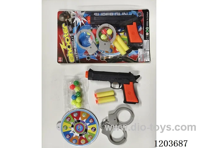 solid color eva ping pong gun with handcuffs target