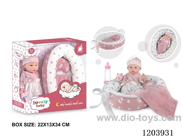 14-inch doll with baby cradle