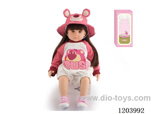 60cm soft plastic doll (wig cover) with bottle, magnetic pacifier, diaper, birth card, shoes