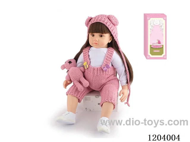 60cm soft plastic doll (wig cover) with bottle, magnetic pacifier, diaper, birth card, shoes