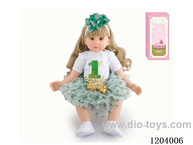 60cm soft plastic doll (wig cover) with bottle, magnetic pacifier, diaper, birth card, shoes
