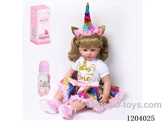 60cm soft plastic doll (wig cover) with bottle, magnetic pacifier, diaper, birth card, shoes