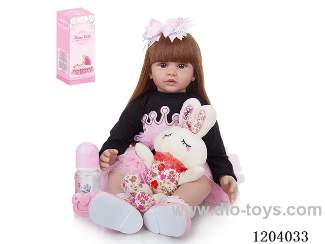 60cm soft plastic doll (wig cover) with bottle, magnetic pacifier, diaper, birth card, shoes