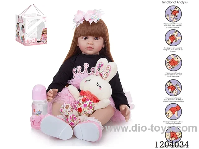 60cm doll (wig cover) with bottle, magnetic pacifier, diaper, birth card, shoes, gravity sensing voice function