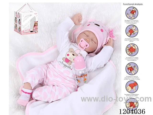 55cm doll (wig cover) with bottle, magnetic pacifier, diaper, birth card, no mat, with gravity sensing voice function