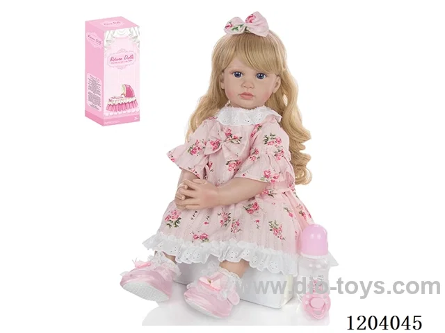 60cm soft plastic doll (wig cover) with bottle, magnetic pacifier, diaper, birth card, shoes