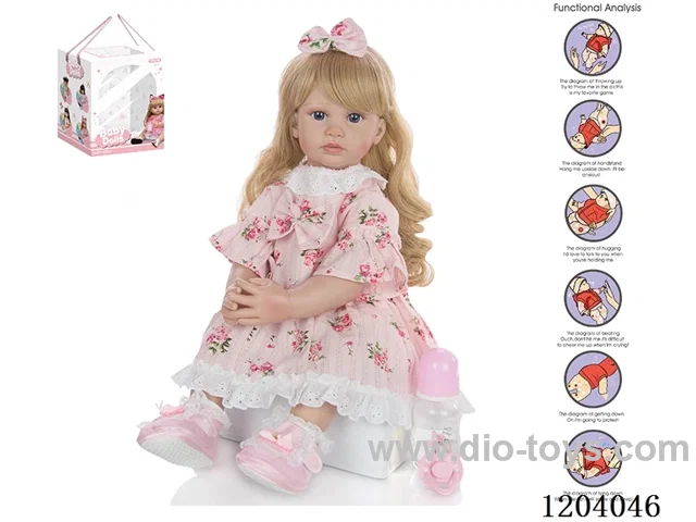 60cm doll (wig cover) with bottle, magnetic pacifier, diaper, birth card, shoes, gravity sensing voice function