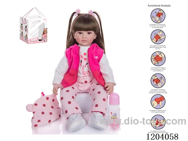 560cm doll (wig cover) with bottle, magnetic pacifier, diaper, birth card, shoes, gravity sensing voice function