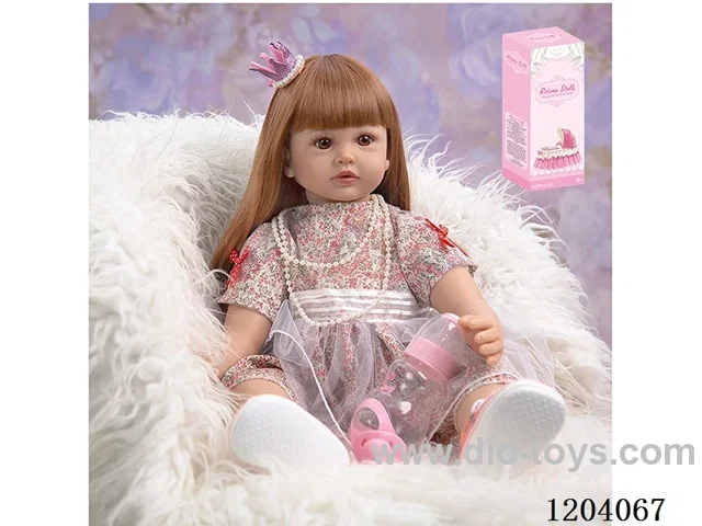 60cm soft plastic doll (wig cover) with bottle, magnetic pacifier, diaper, birth card, shoes