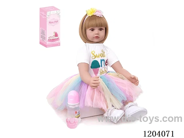 60cm soft plastic doll (wig cover) with bottle, magnetic pacifier, diaper, birth card, shoes