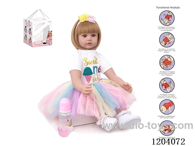 60cm doll (wig cover) with bottle, magnetic pacifier, diaper, birth card, shoes, gravity sensing voice function