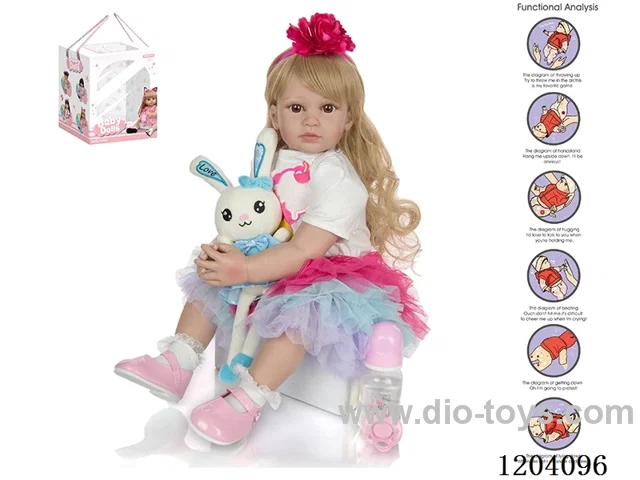 60cm doll (wig cover) with bottle, magnetic pacifier, diaper, birth card, shoes, bunny with gravity sensing voice function