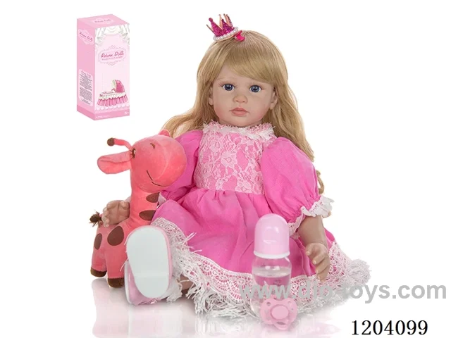 60cm soft plastic doll (wig cover) with bottle, magnetic pacifier, diaper, birth card, shoes, giraffe