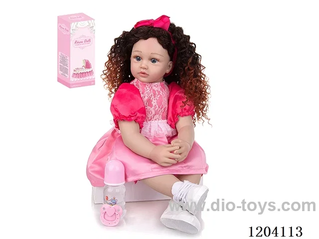 60cm soft plastic doll (wig cover) with bottle, magnetic pacifier, diaper, birth card, shoes