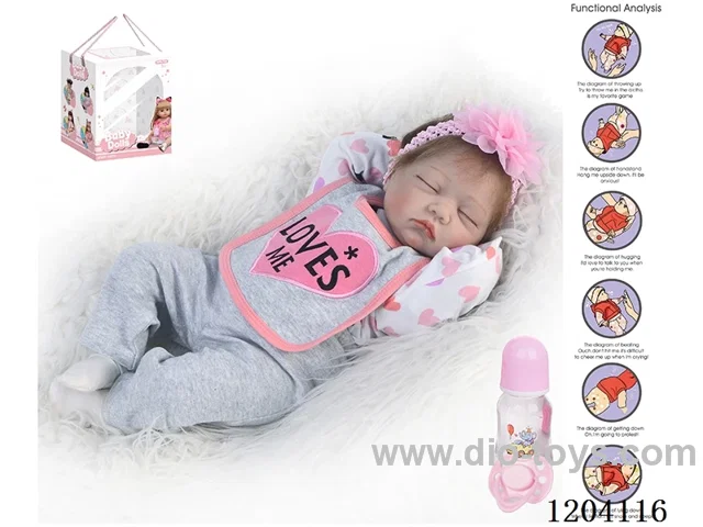 55cm doll (wig cover) with bottle, magnetic pacifier, diaper, birth card, gravity sensing voice function