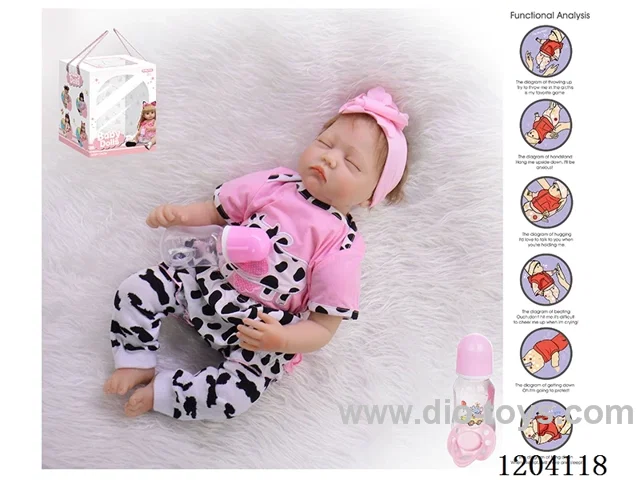 55cm doll (wig cover) with bottle, magnetic pacifier, diaper, birth card, gravity sensing voice function
