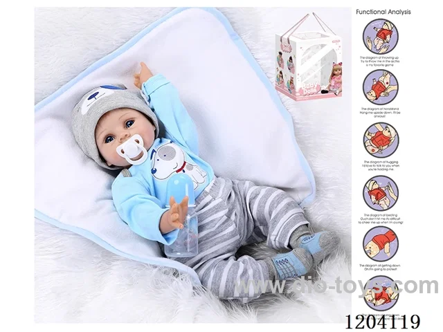 55cm doll (wig cover) with bottle, magnetic pacifier, diaper, birth card, gravity sensing voice function