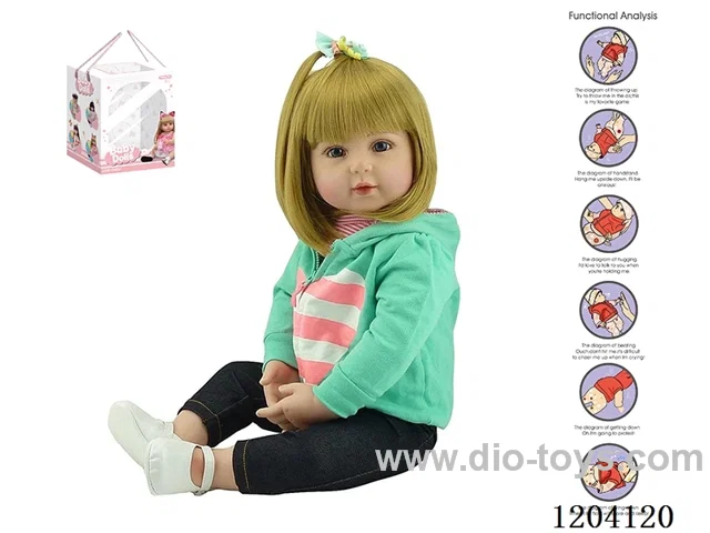 55cm doll (wig cover) with bottle, magnetic pacifier, diaper, birth card with gravity sensing sound